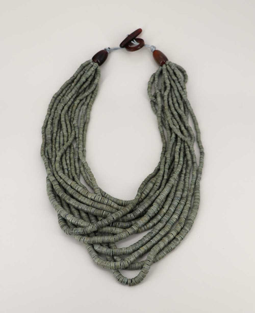 Multi-Strand Coconut Disc Necklace in Sage