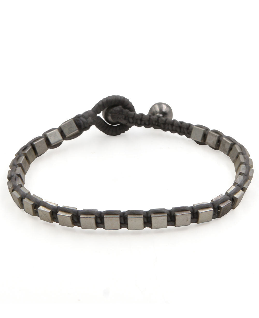 Faceted Cube Bead Cord Bracelet with Bell