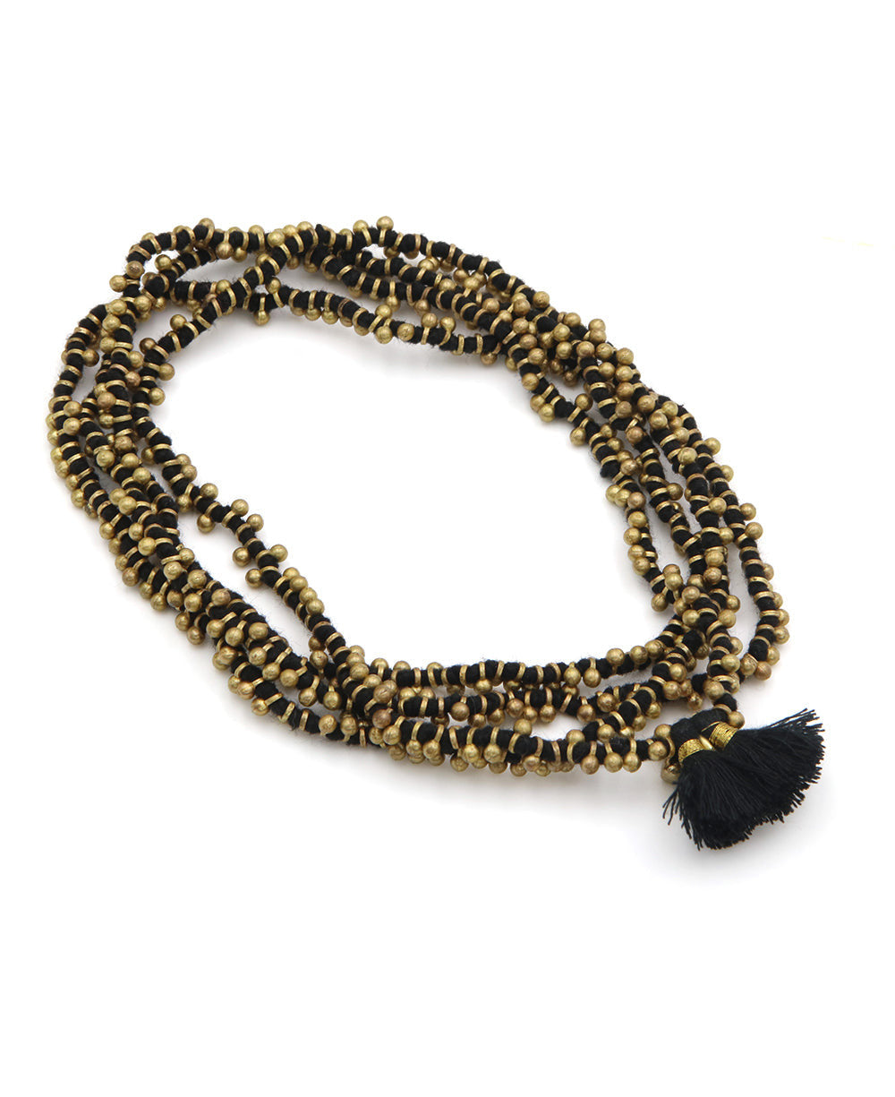 Brass Bead and Cotton Knot Wrap Strand