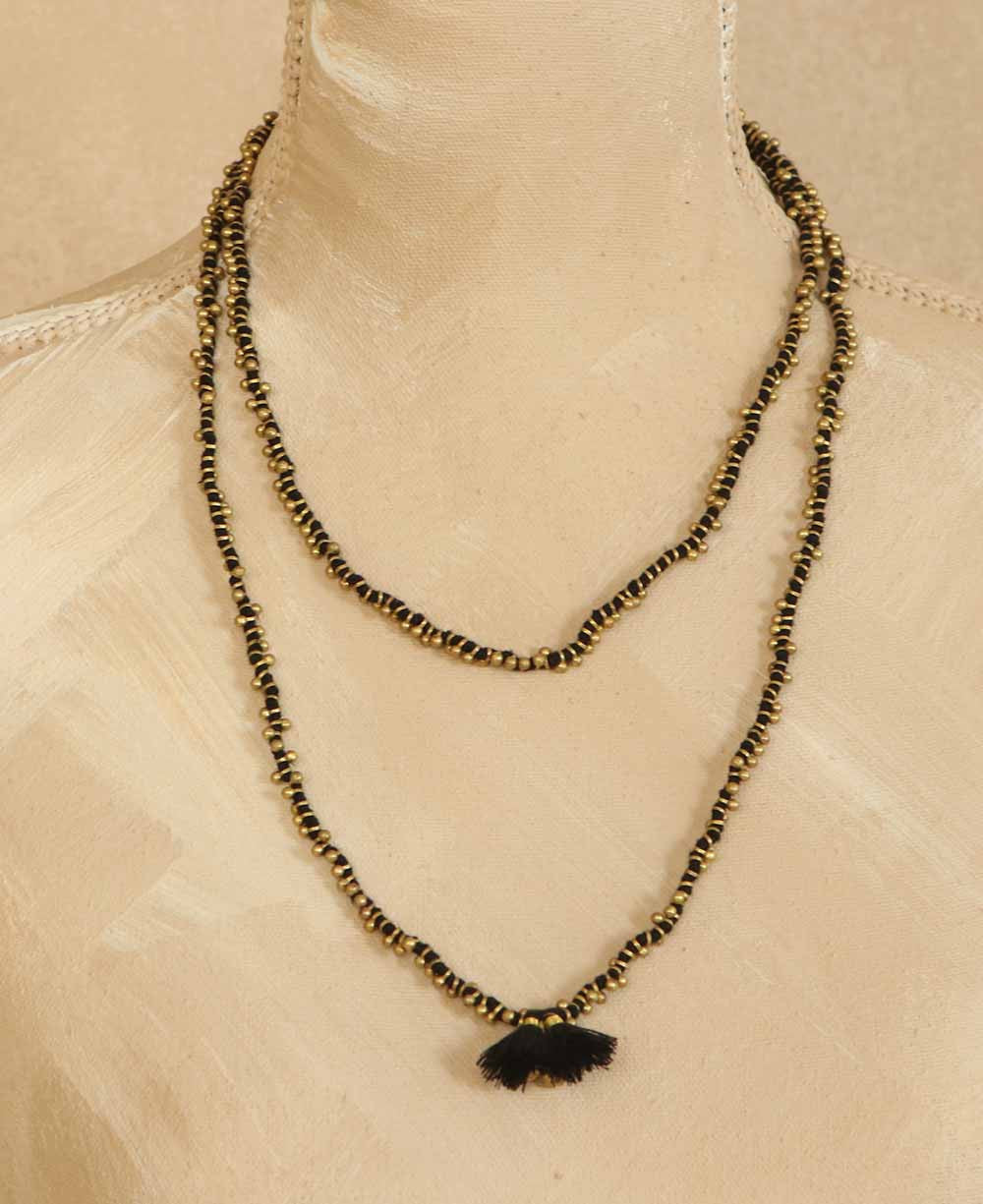 Brass Bead and Cotton Knot Wrap Strand