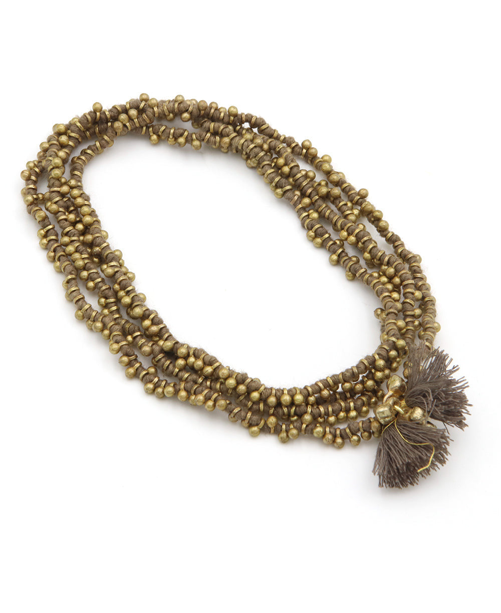 Brass Bead and Cotton Knot Wrap Strand