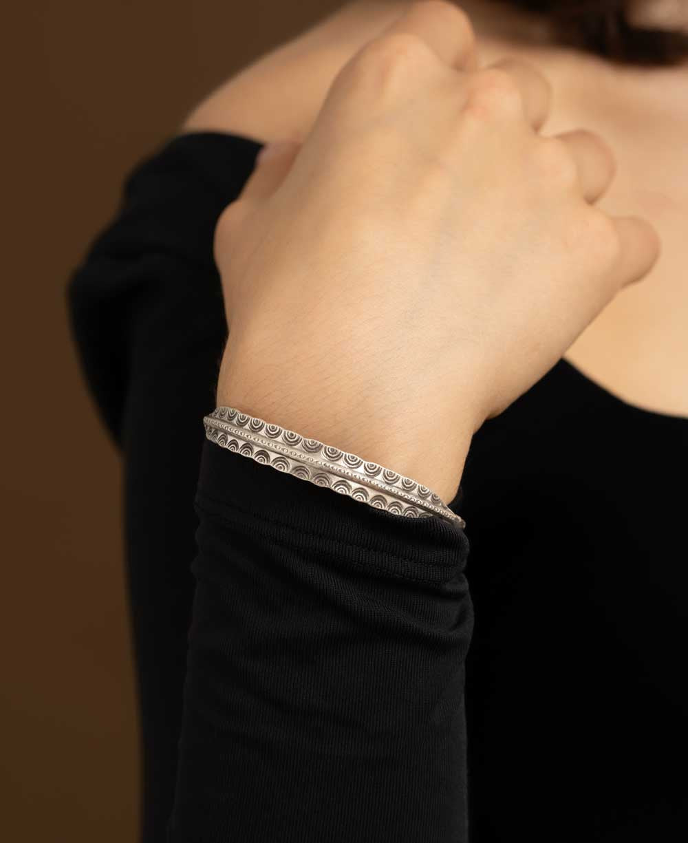 Nested Arc Cuff in Thai Hilltribe Silver