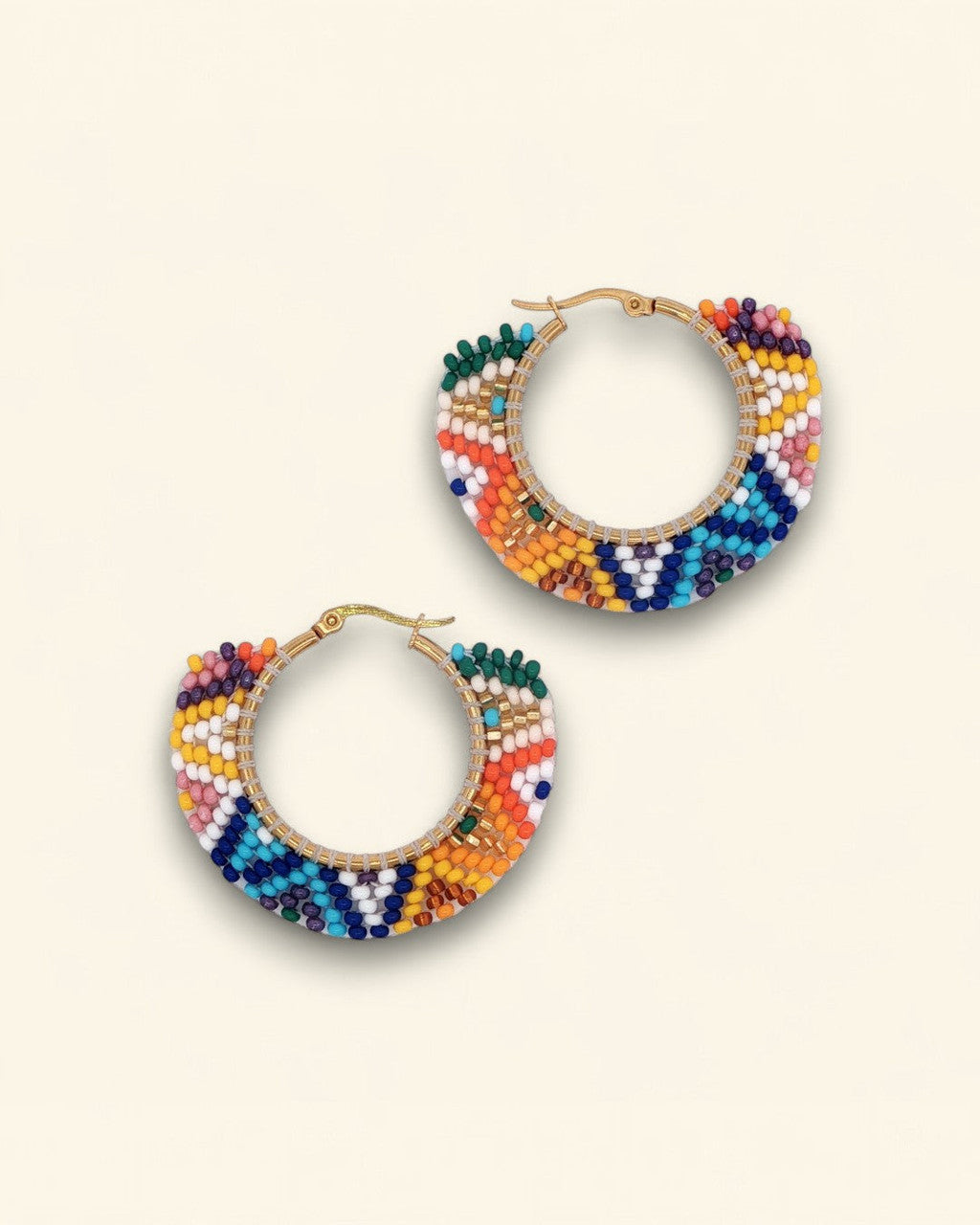Multicolor Beaded Hoop Earrings