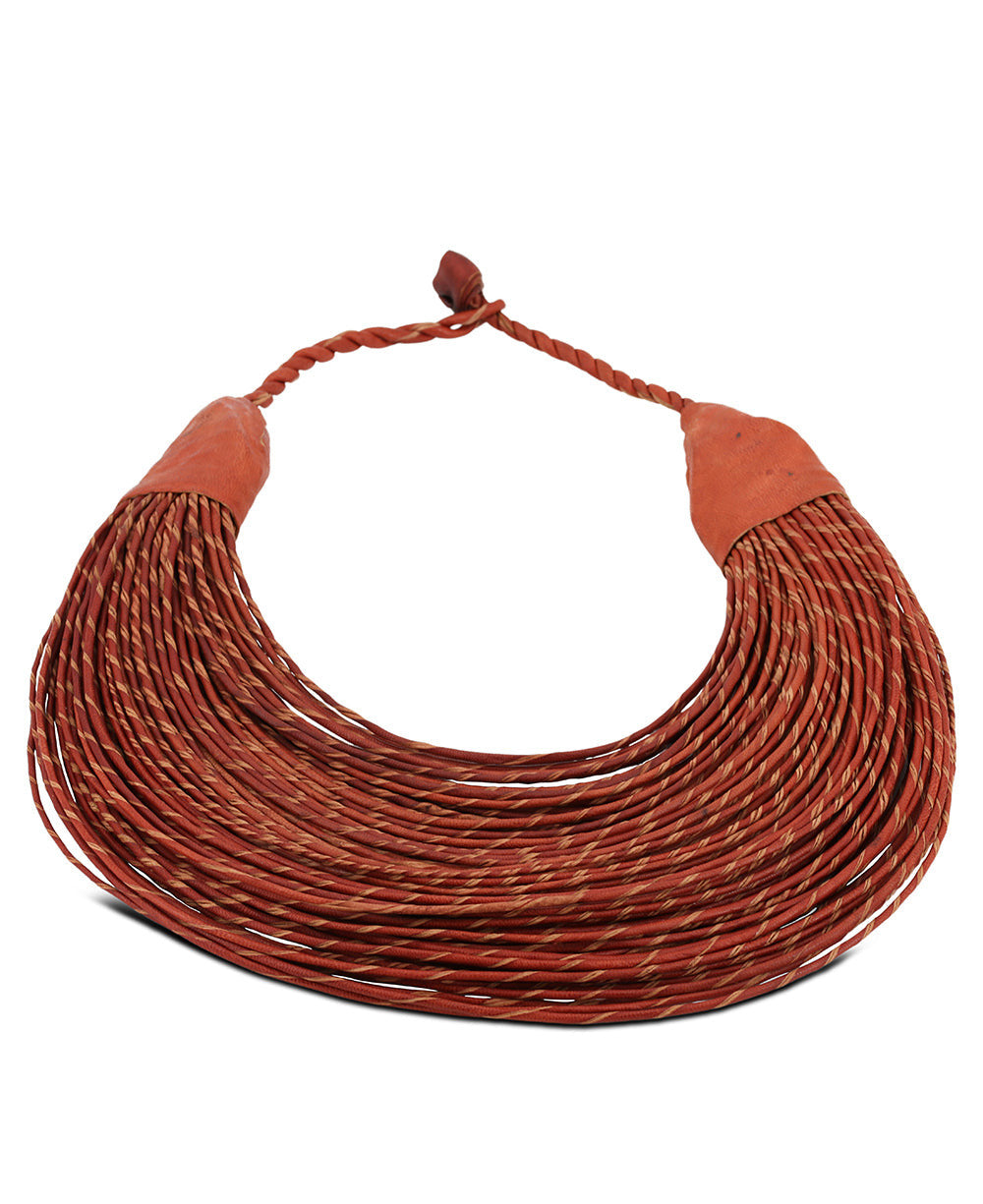 Terracotta Multistrand Cord Collar Necklace