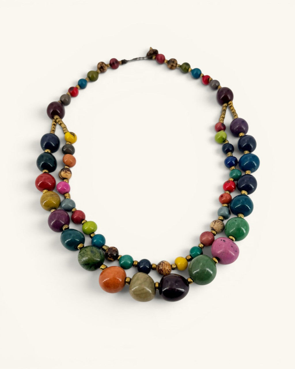 Double-Strand Seed Bead Necklace in Jewel Tones