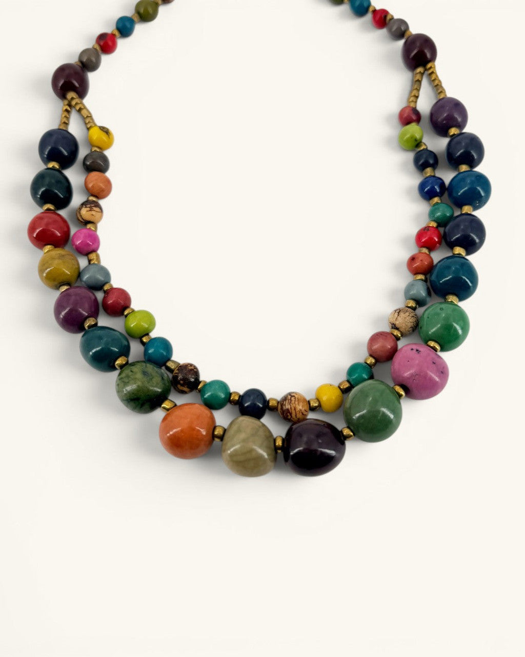 Double-Strand Seed Bead Necklace in Jewel Tones