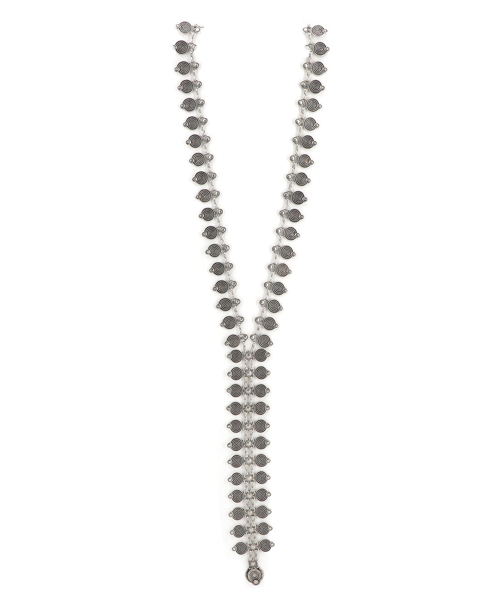 Spiral-Stamped Silver Y-Drop Necklace