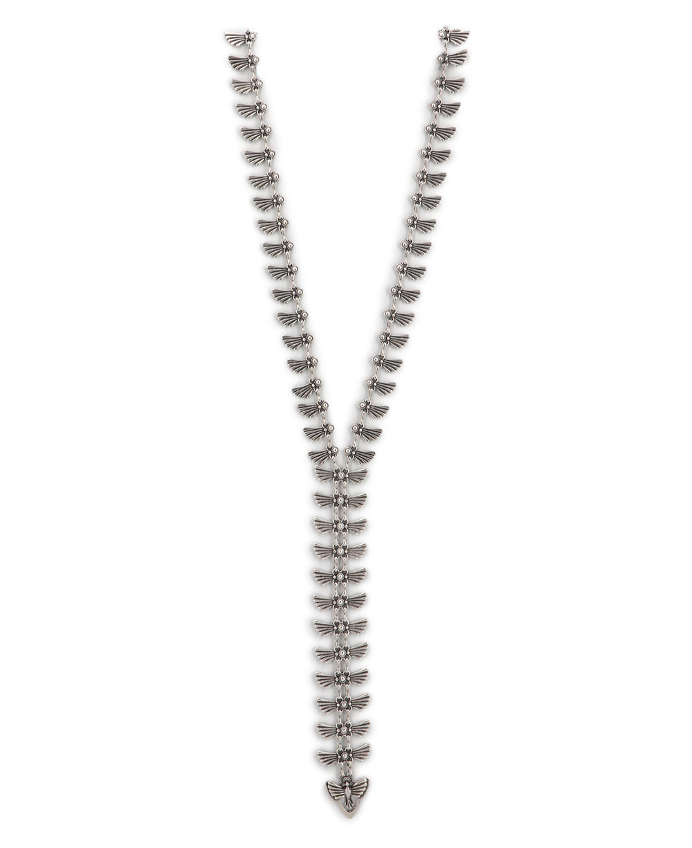 Winged-Tab Silver Y-Necklace