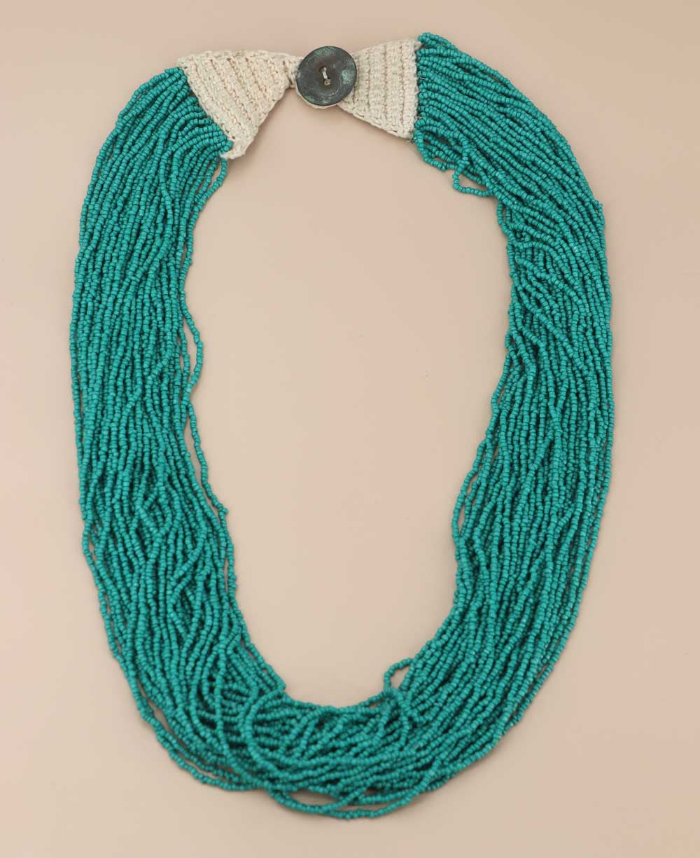 Turquoise Seed Bead Rope Necklace