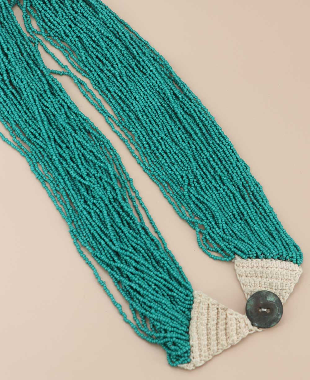 Turquoise Seed Bead Rope Necklace