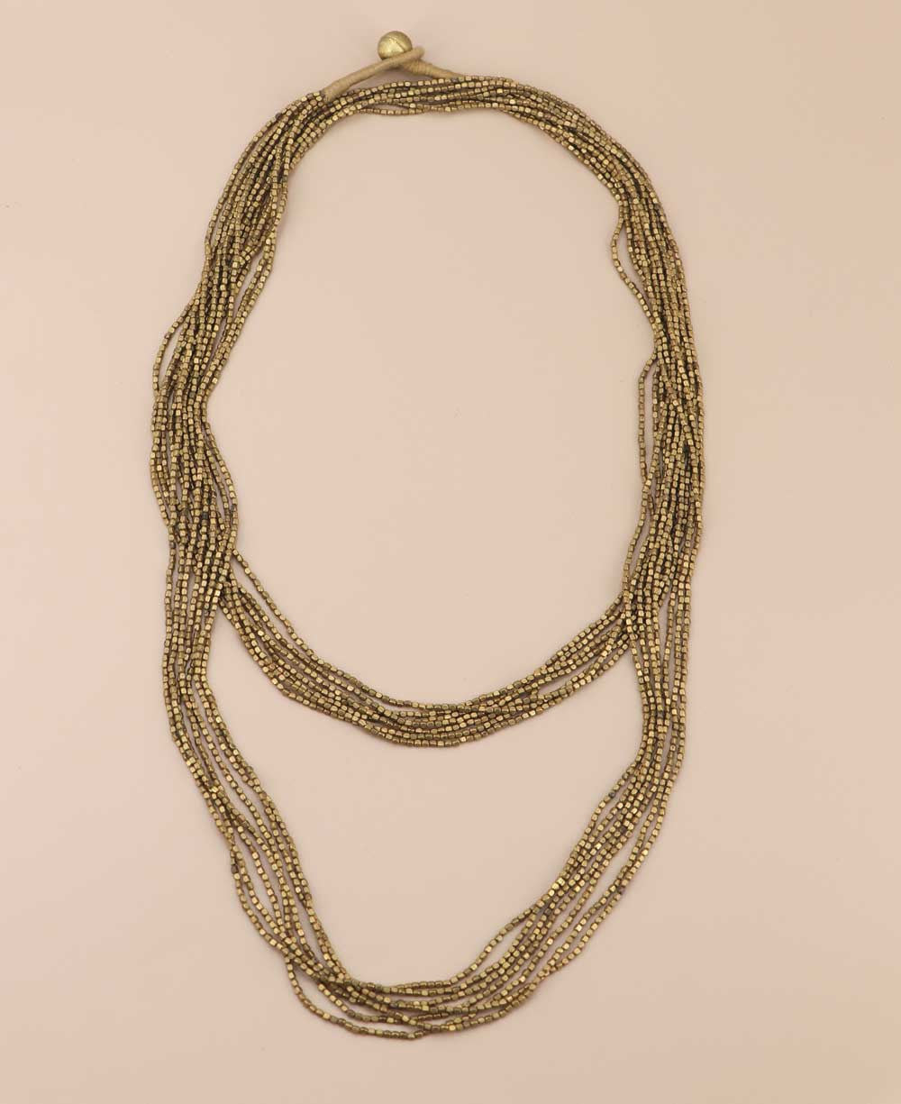 Antique Gold Multi-Strand Beaded Necklace