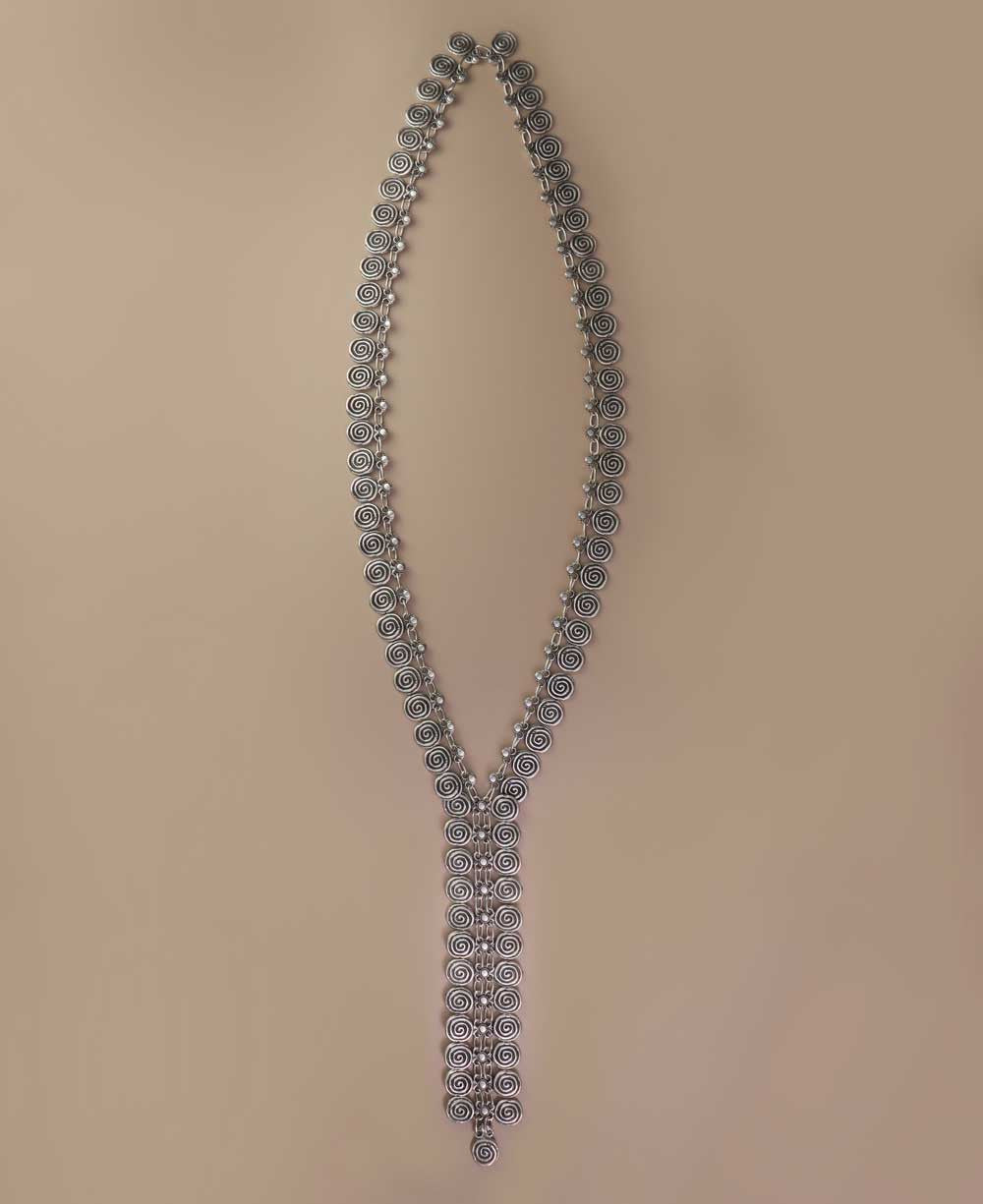 Spiral-Disc Y-Drop Necklace