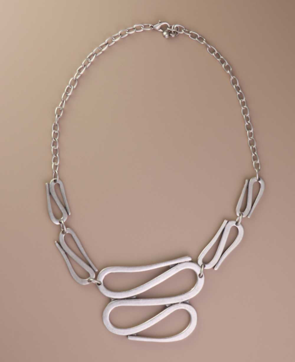 S-Curve Sculptural Silver-Tone Necklace