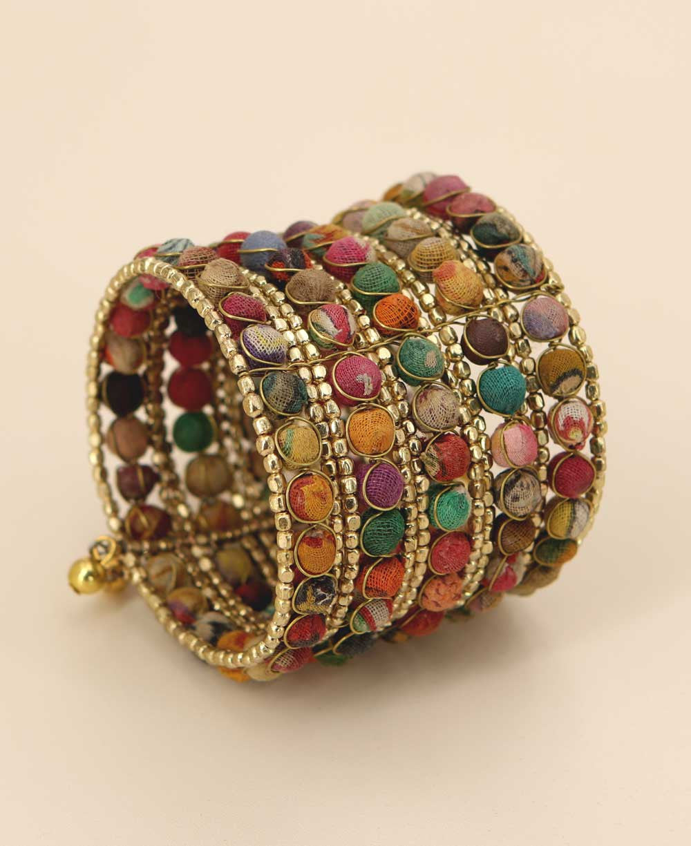 Textile Bead Grid Cuff