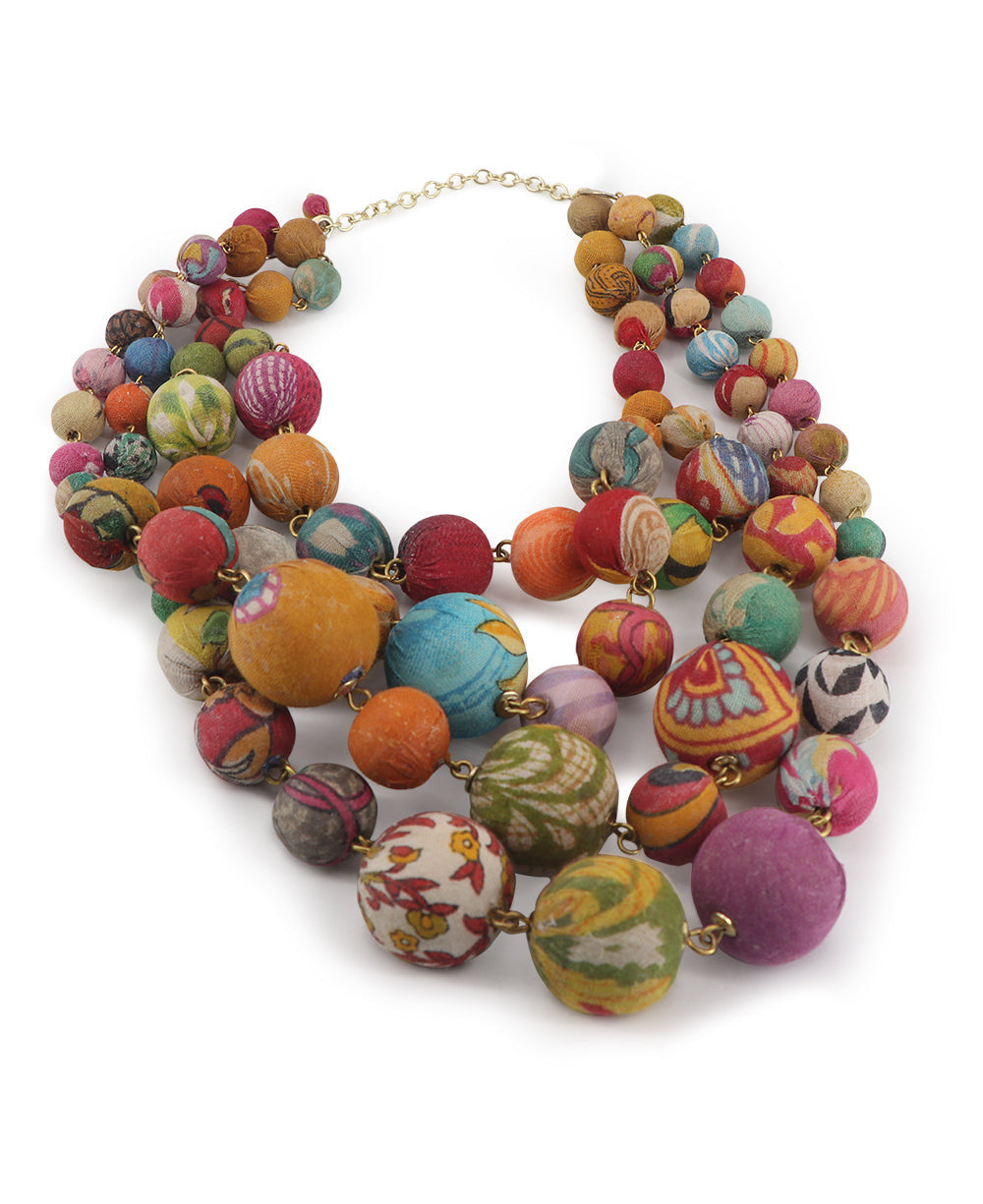 Kantha Bead Four-Strand Collar Necklace
