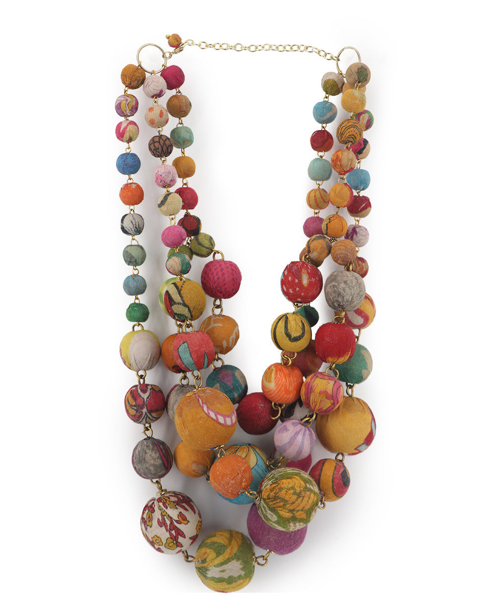 Kantha Bead Four-Strand Collar Necklace