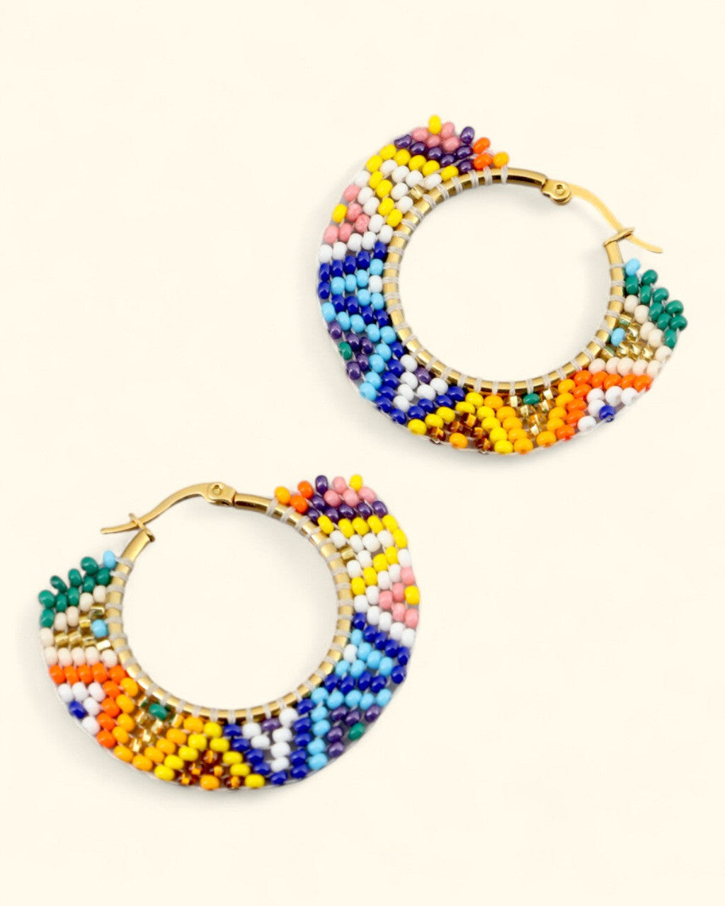 Multicolor Beaded Hoop Earrings
