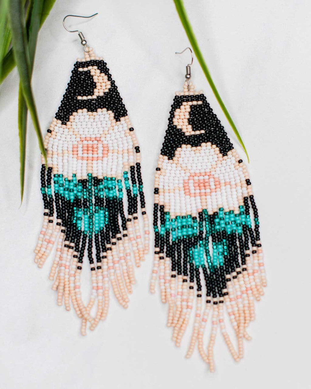 Moonflower Beaded Fringe Earrings