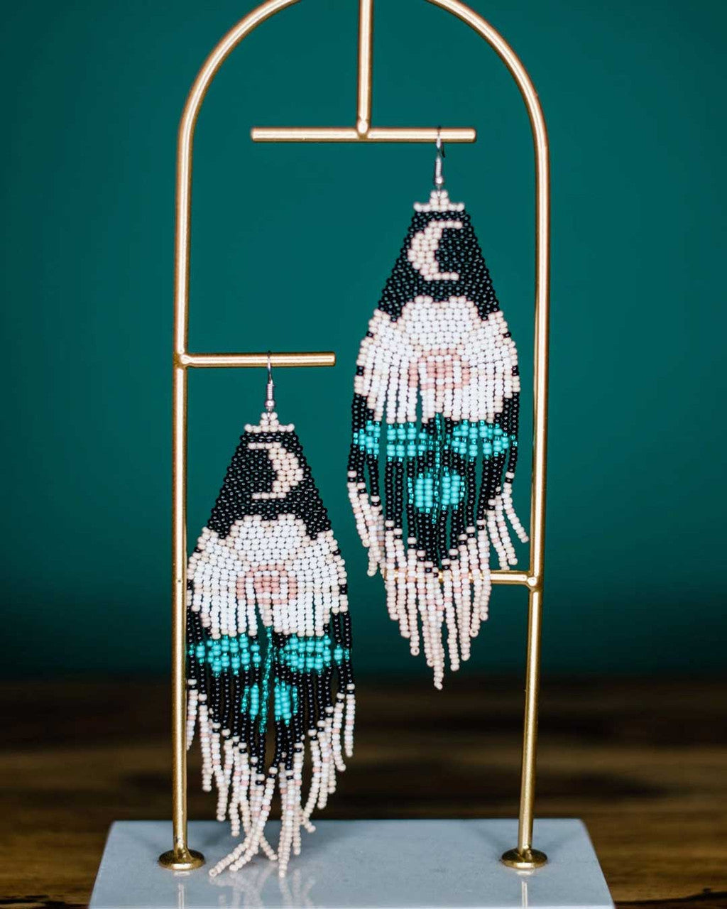 Moonflower Beaded Fringe Earrings