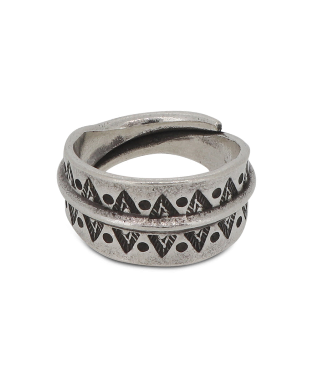 Stamped Triangle Silver Band