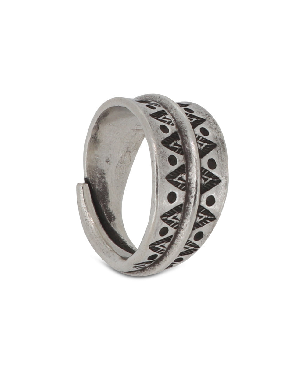 Stamped Triangle Silver Band