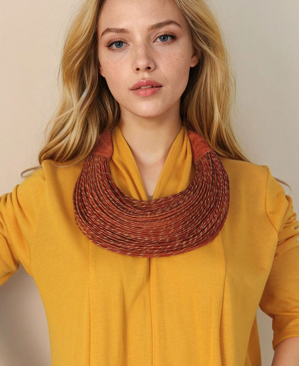 Terracotta Multistrand Cord Collar Necklace