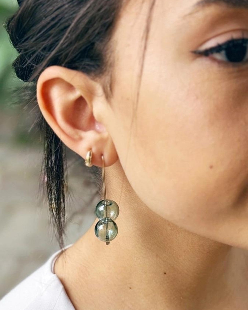 Stacked Aqua Bubble Drop Earrings
