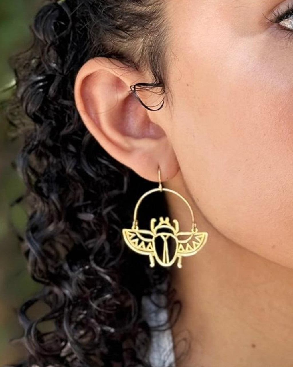 Scarab Cutout Hoop Earrings