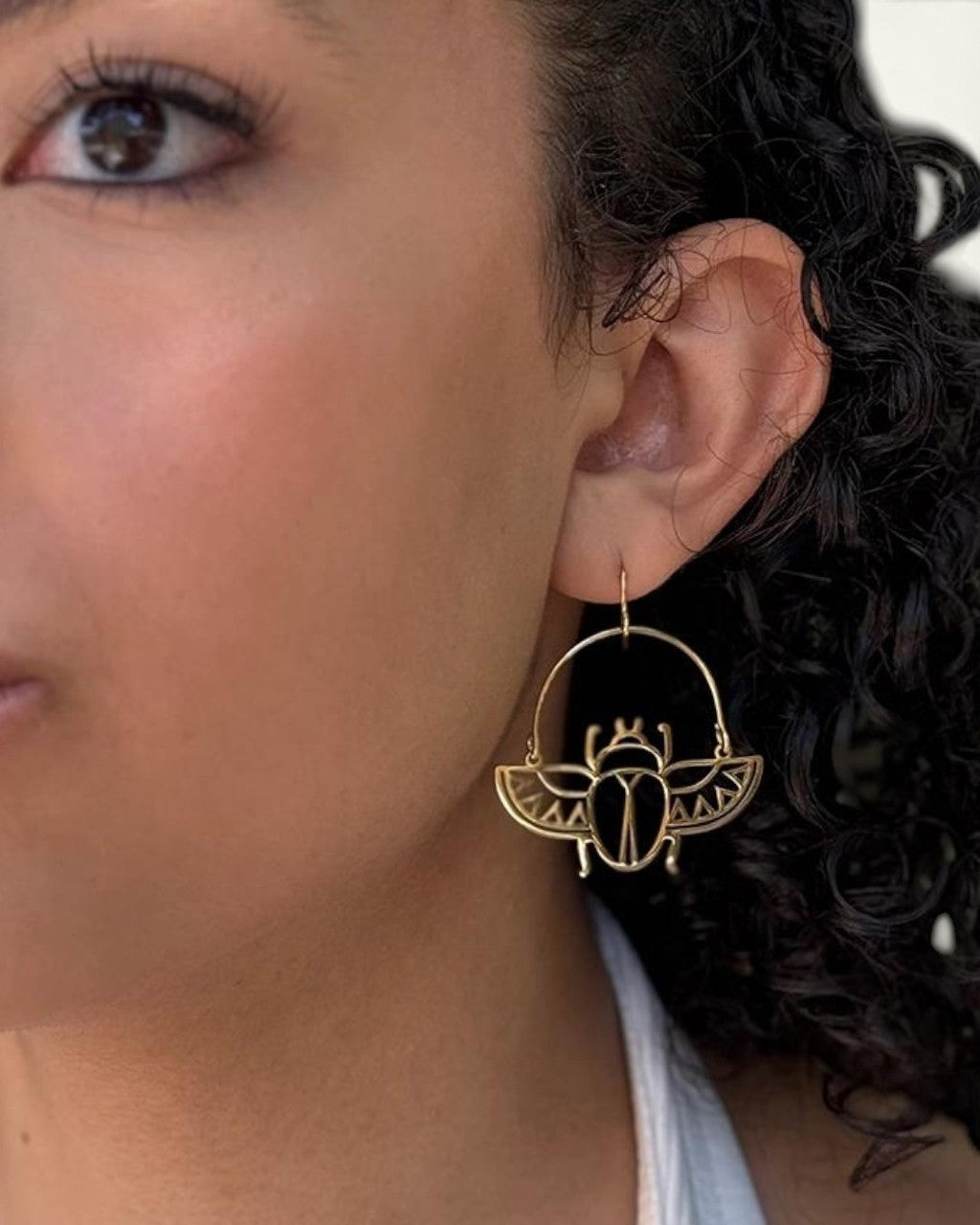 Scarab Cutout Hoop Earrings