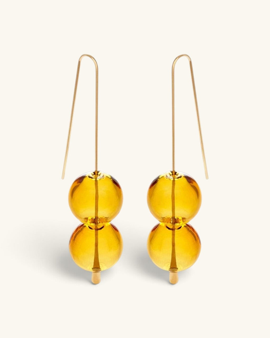 Double Bubble Glass Drop Earrings, Honey Yellow