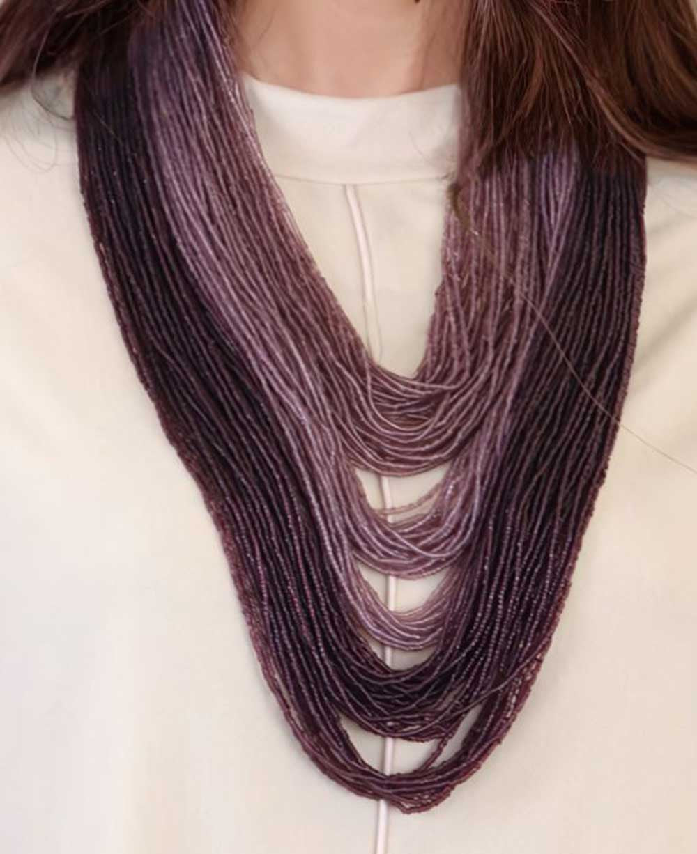 Ombré Purple Multi-Strand Beaded Necklace