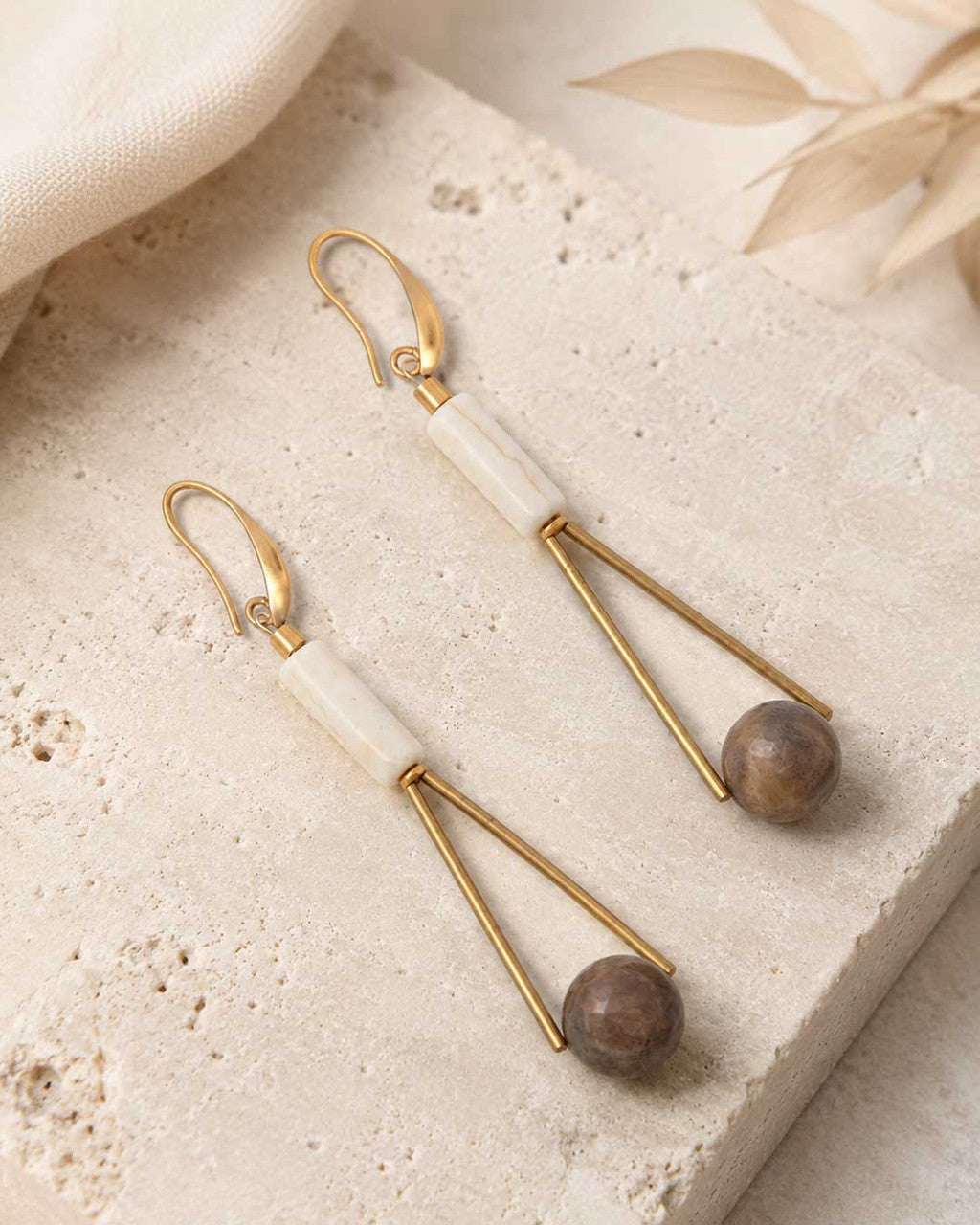 Column and Sphere Linear Drop Earrings