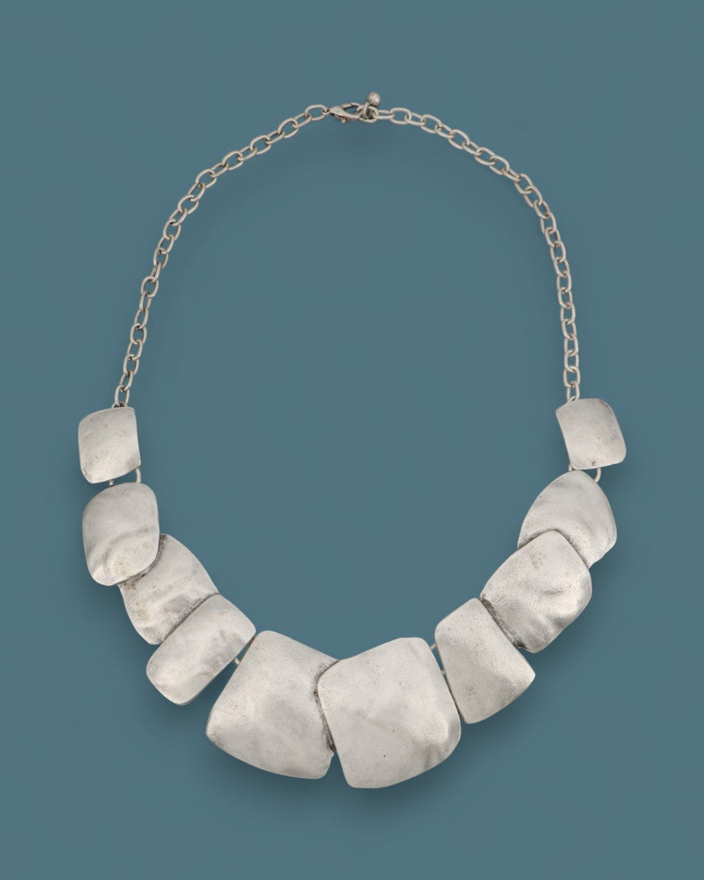 Softened Square Plaque Silver Necklace
