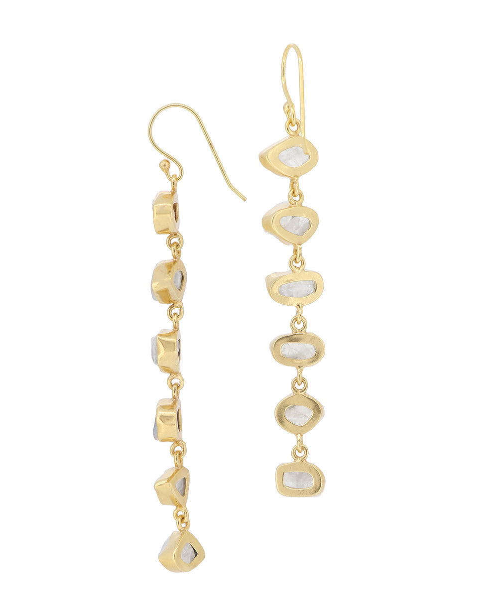 Raw Moonstone Column Drop Earrings