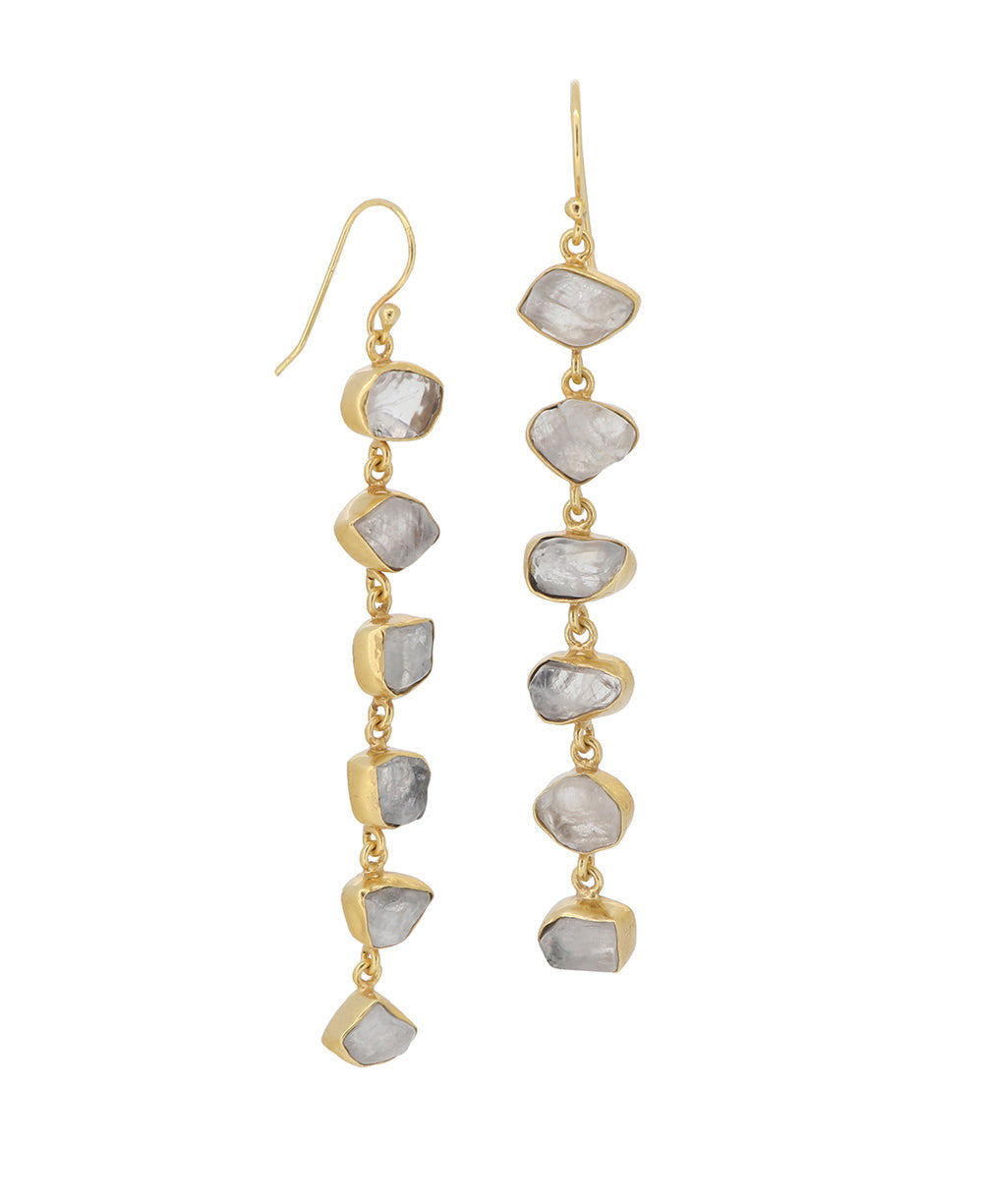 Raw Moonstone Column Drop Earrings