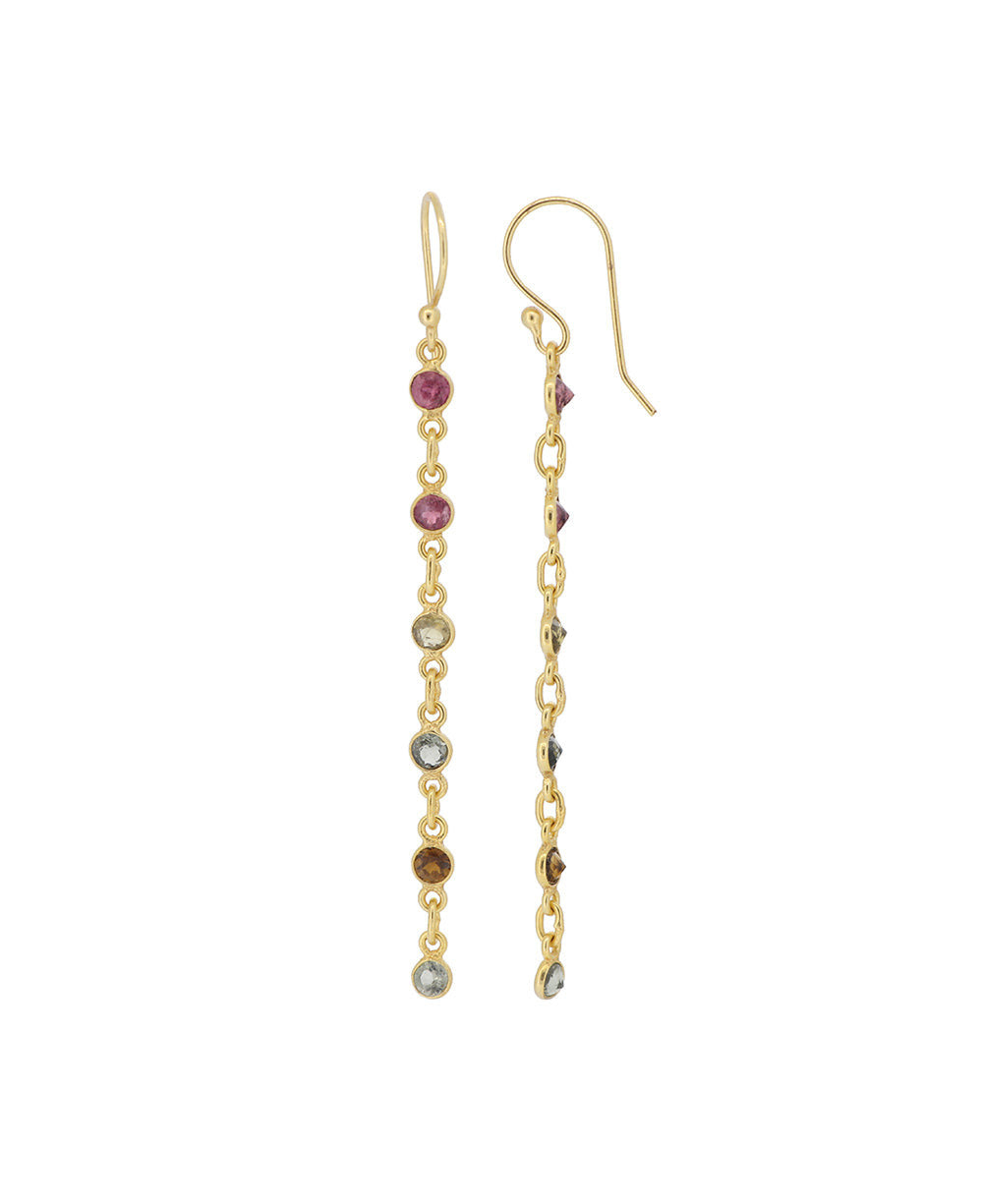Six-Stone Tourmaline Chain Drop Earrings