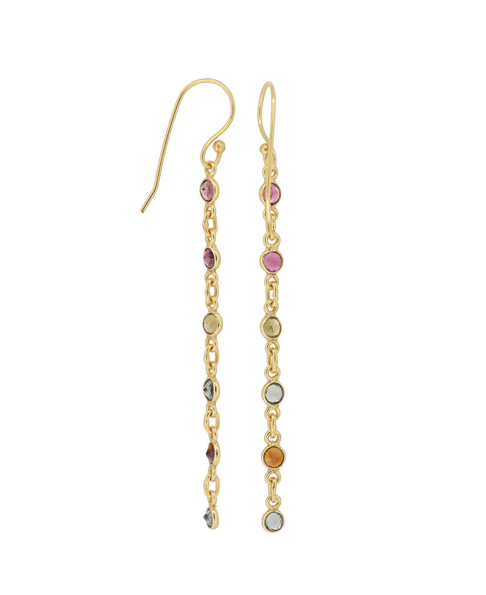 Six-Stone Tourmaline Chain Drop Earrings