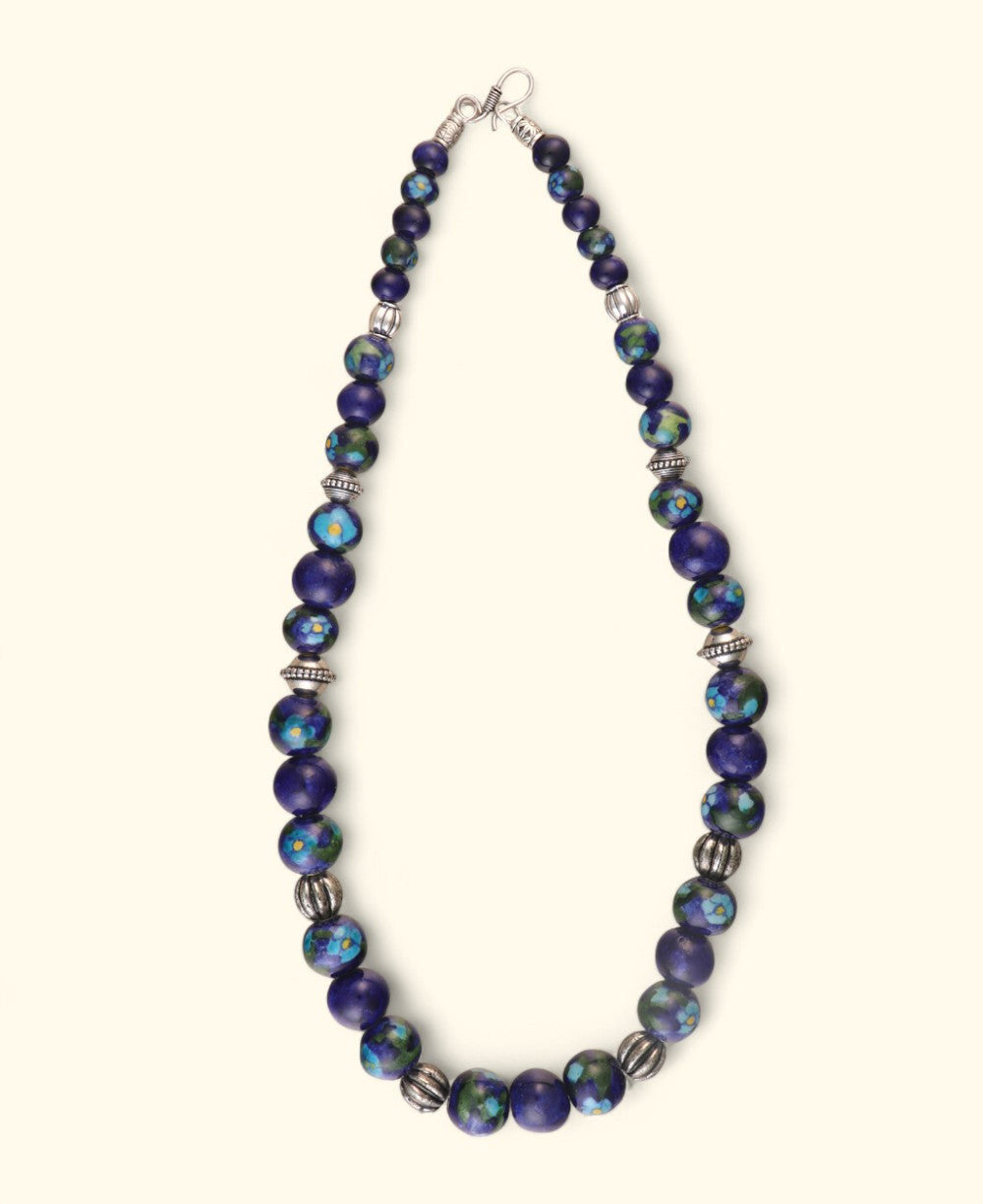 Painted Cobalt Bead Necklace