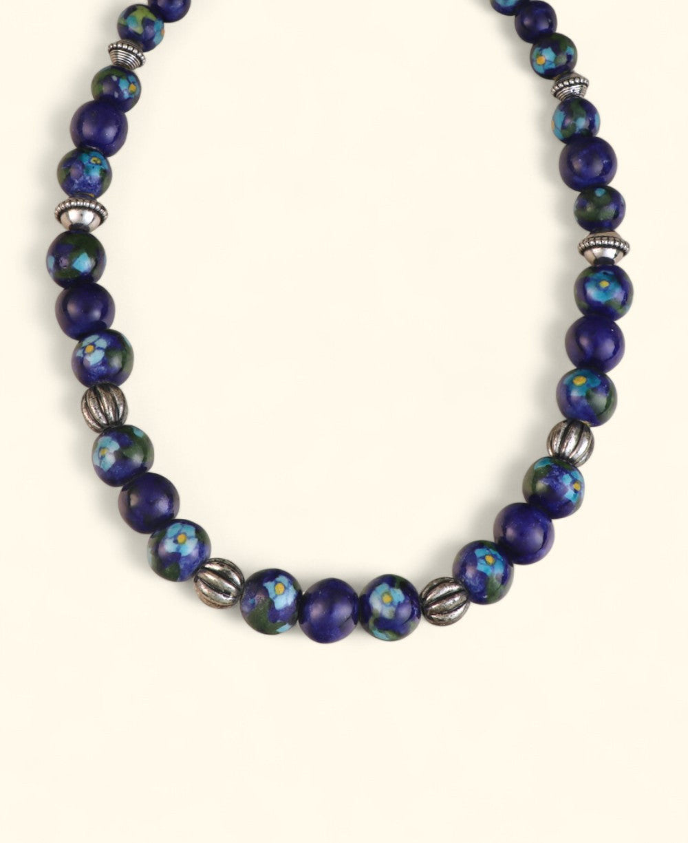 Painted Cobalt Bead Necklace
