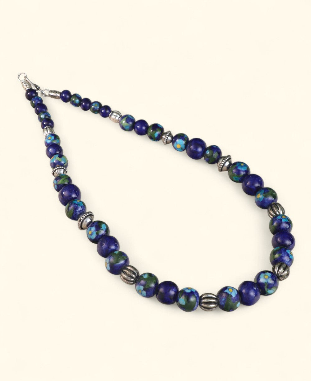 Painted Cobalt Bead Necklace