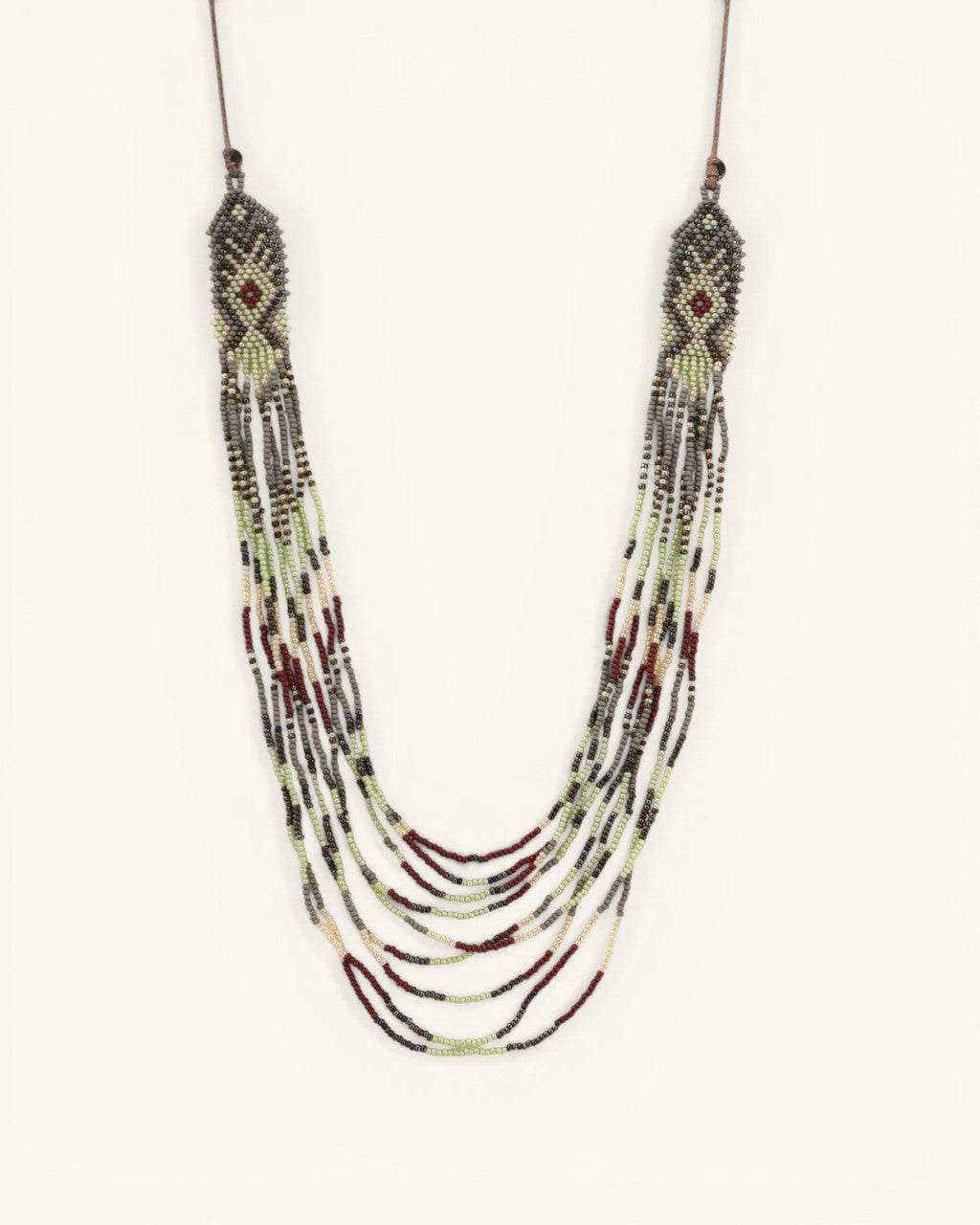 Diamond Medallion Multi-Strand Beaded Necklace