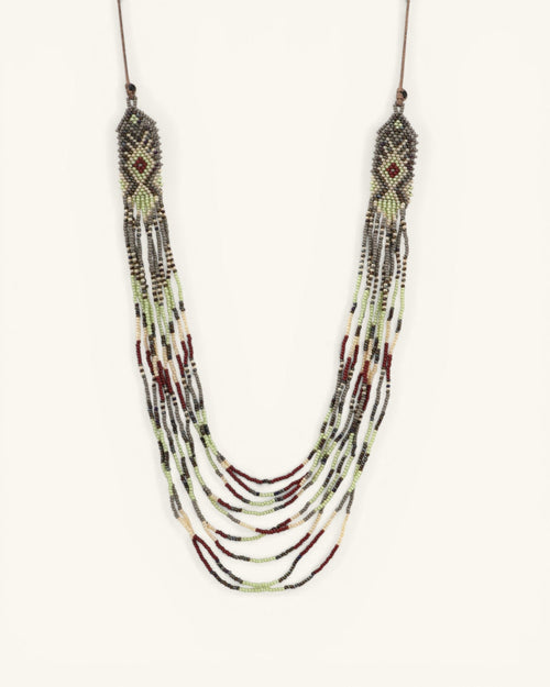 Diamond Medallion Multi-Strand Beaded Necklace