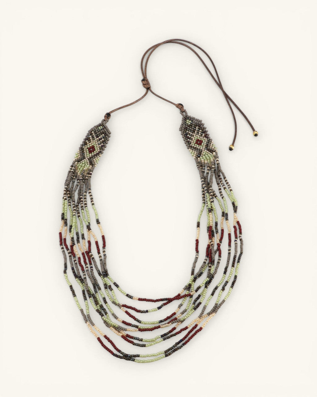 Diamond Medallion Multi-Strand Beaded Necklace
