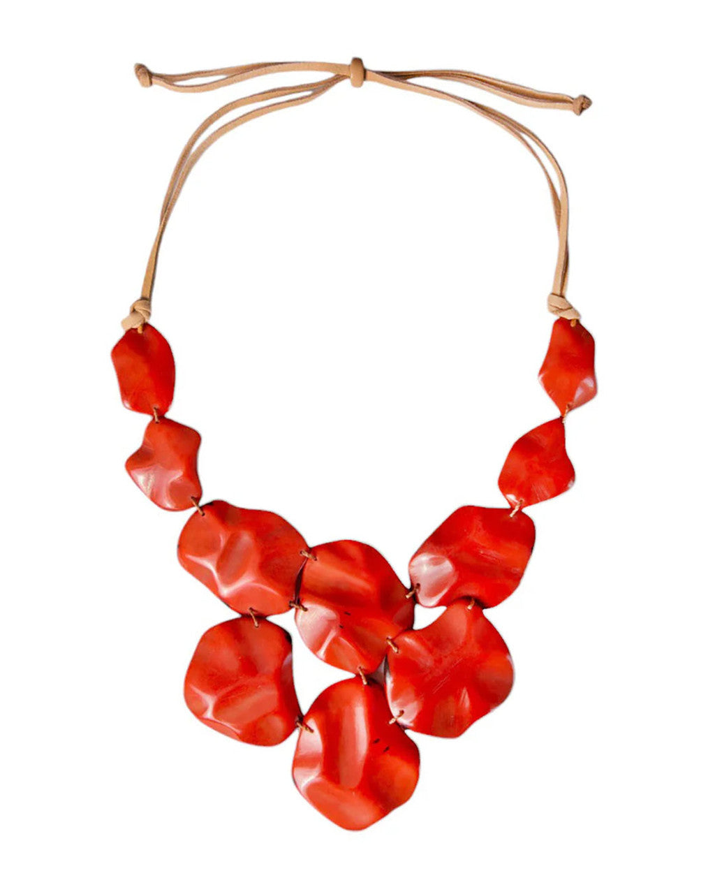 Red Tagua Cascade Bib Necklace