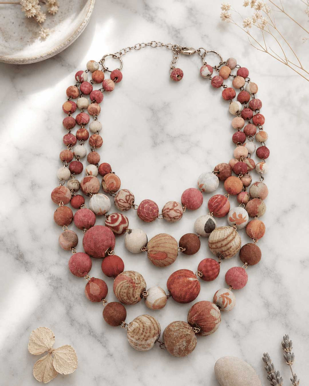 TExtile beaded kantha neckalce
