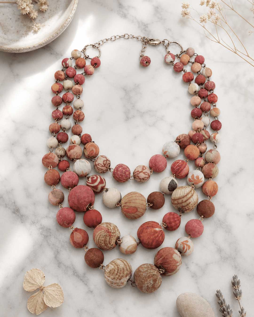 TExtile beaded kantha neckalce