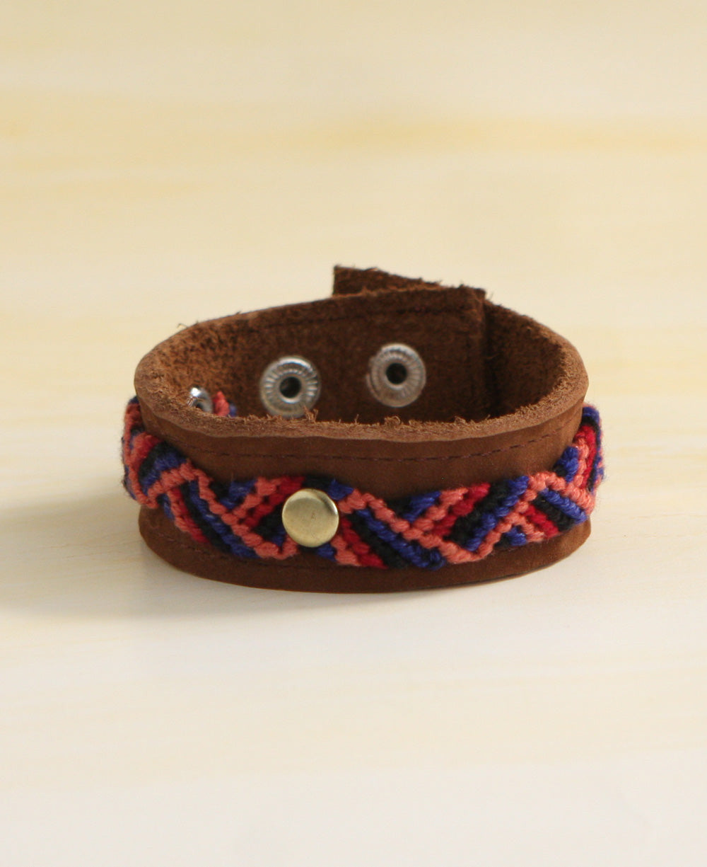 Woven Chevron Leather Cuff Bracelet