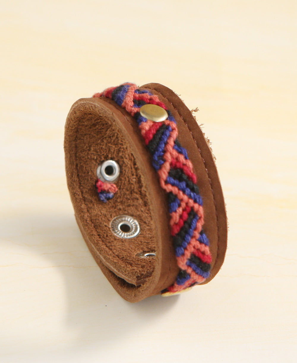 Woven Chevron Leather Cuff Bracelet