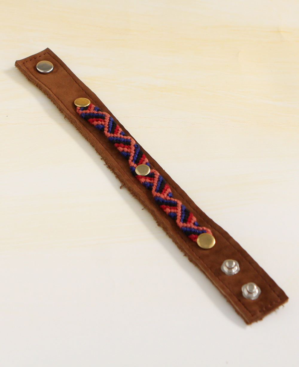 Woven Chevron Leather Cuff Bracelet