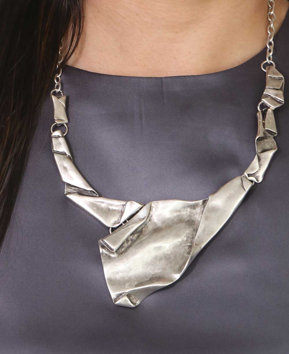 Folded Panel Bib Necklace